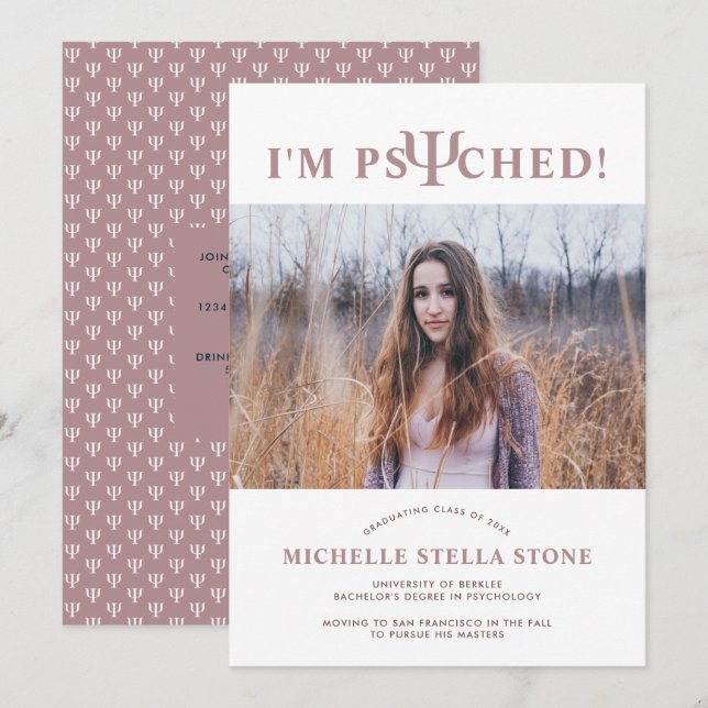 Convite para Graduação Psicológica ψ Psicologia Ps (Frente/Verso)