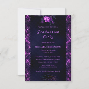 Convite para Graduação Sparkly com Brilhante Preto