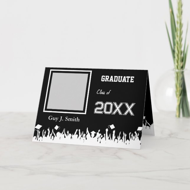 Convite Para Graduação Sua Foto Silhouette Crowd (Frente)