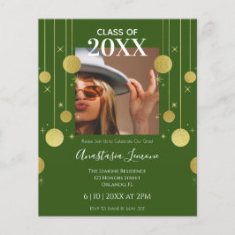 Convite para Graduação Verde e Dourada Moderno de 