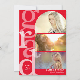 Convite para Graduação Vermelha Moderna de Foto em