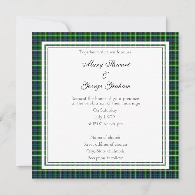 Convite para Graham Scottish Wedding Square (Frente)