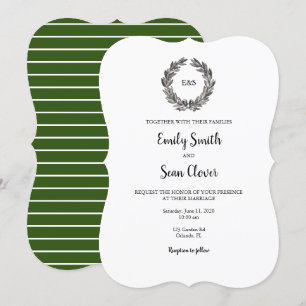 Convite para Greve Verde de Monograma de Casamento