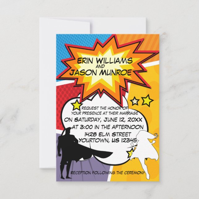 Convite para histórias em quadrinhos de super-heró (Frente)