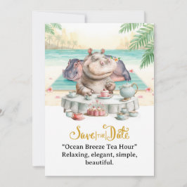 Convite para Hora do Chá Ocean Breeze com Hippo