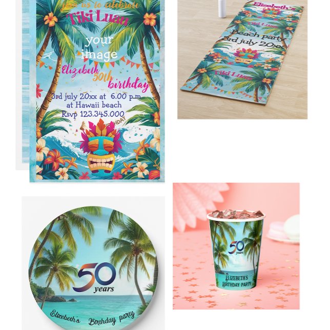 convite para ilha tropical de praia luau tiki (Criador carregado)