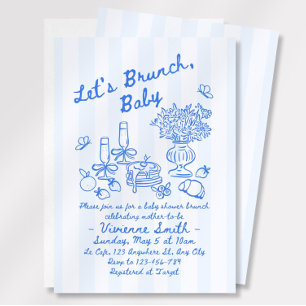 Convite para impressão de Chá de fraldas Brunch de