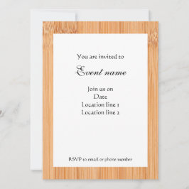 Convite para impressão de madeira de bambu castanh