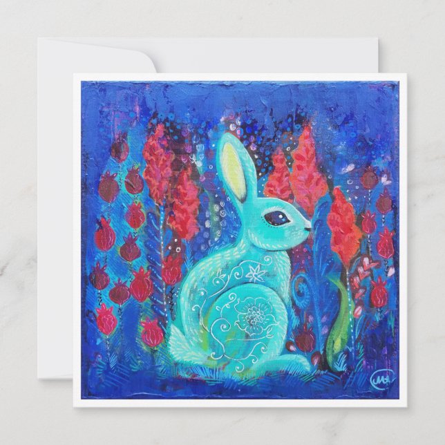 Convite para Impressão de Mini Arte do Mint Bunny (Frente)