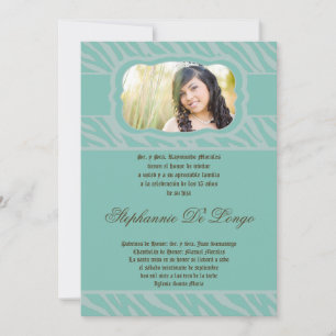 Convite para Impressão de Quinceanera 5x7 Blu Zeb