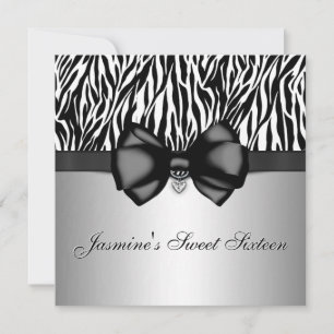 Convite para Impressão de Zebra de Bowed Chic [Pr