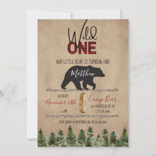 Convite para impressão Wild One Lumberjack Birthda