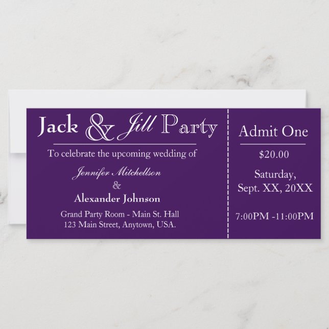 Convite para ingresso de Chá Roxo Jack e Jill (Frente)