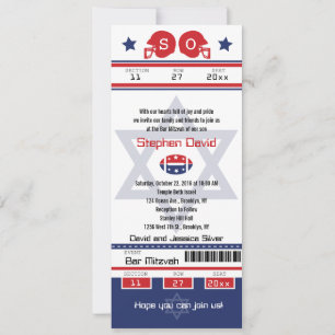 Convite para ingresso de futebol do bar Mitzvah