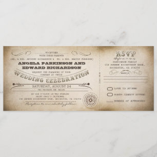 convite para ingresso de vintagem de casamento com
