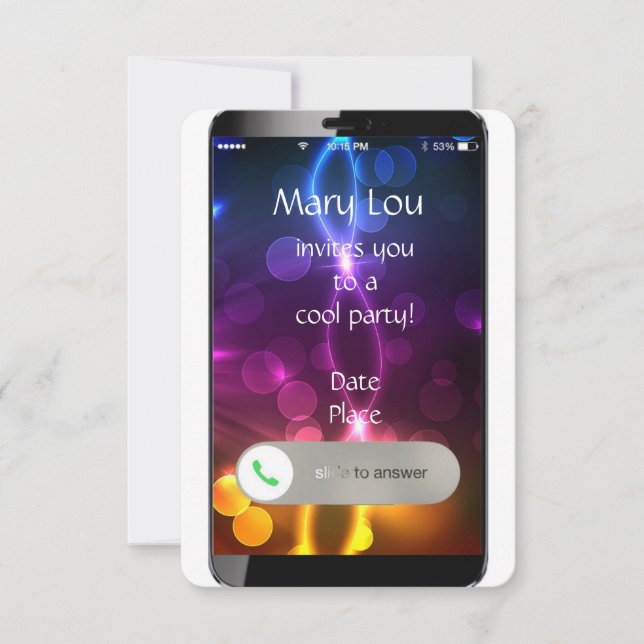 Convite para iPhone com Plano de Fundo Personaliza (Frente)