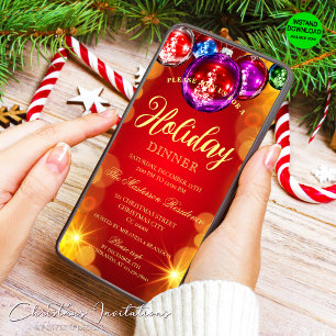 Convite para Janta de Natal Dourado Elegante
