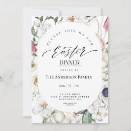 Convite para Janta de Páscoa de Aquarela Floral pr