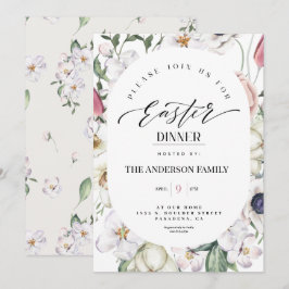 Convite para Janta de Páscoa de Aquarela Floral pr
