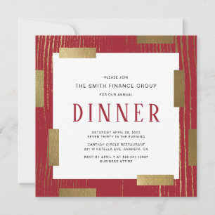 Convite para Jantar Anual Vermelho e Dourado