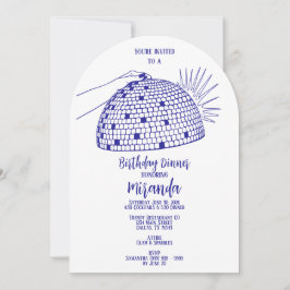 Convite para Jantar com Bola de Disco Azul