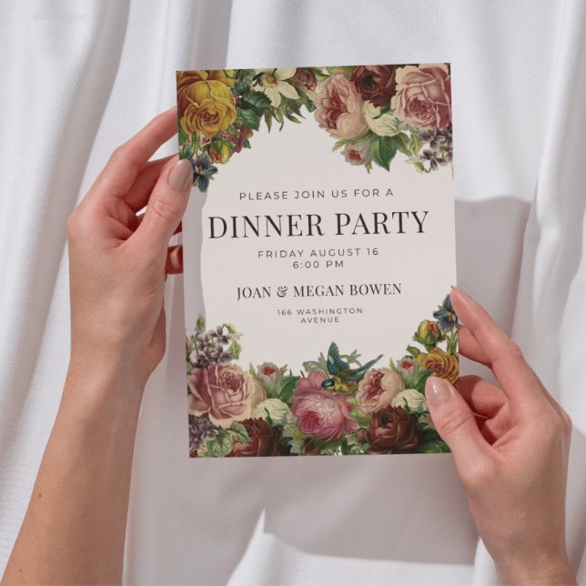Convite para jantar com tema floral rústico elegan (Criador carregado)