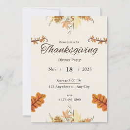 Convite para Jantar de Ação de Graças