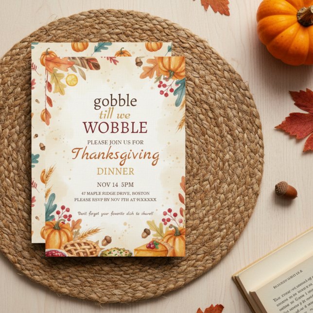 Convite para Jantar de Ação de Graças da Colheita  (Harvest Thanksgiving Invite)