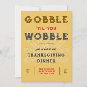 Convite para Jantar de Ação de Graças Gobble Wobbl