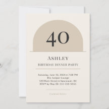 Convite para Jantar de Aniversário de 40 anos com