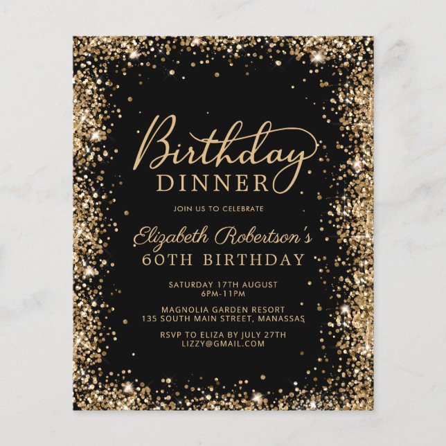 Convite para Jantar de Aniversário de 60 anos Budg (Frente)
