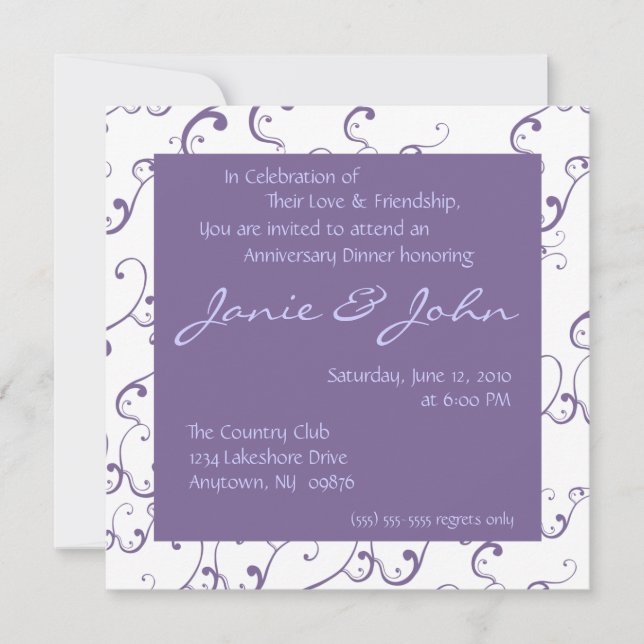 Convite para Jantar de Aniversário de Casamento (Frente)