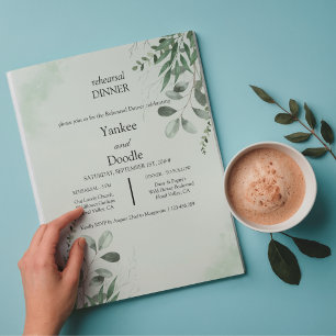 Convite para jantar de casamento de flores silvest