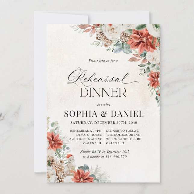Convite para Jantar de Ensaio de Casamento de Inve (Frente)
