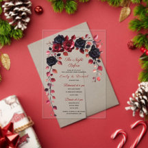 Convite para jantar de ensaio floral Burgundy E PR