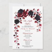 Convite para jantar de ensaio floral burgundy e pr