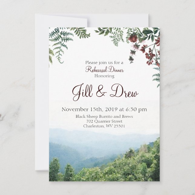 Convite para Jantar de Ensaios - Casamento de Outo (Frente)