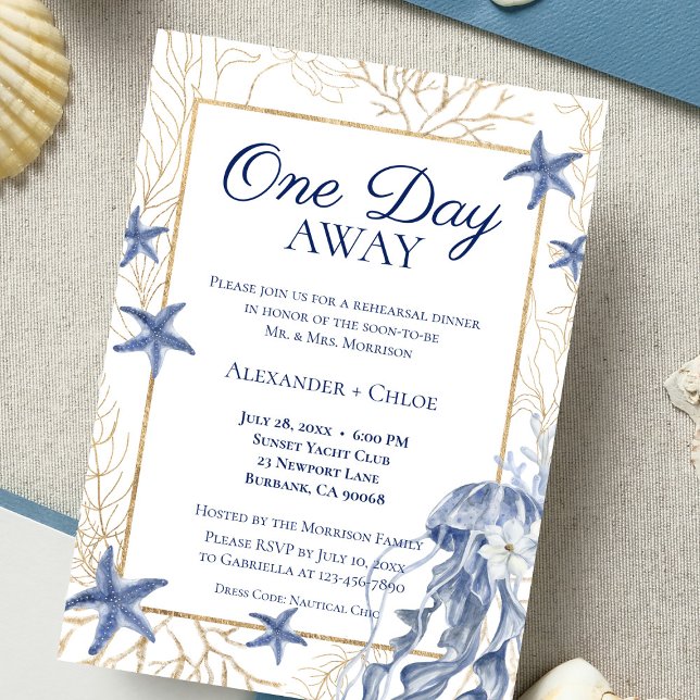 Convite para Jantar de Ensaios Costeiros (Coastal Wedding Rehearsal Dinner Invitation)