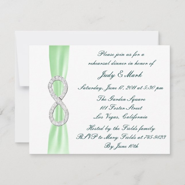 Convite para Jantar de Ensaios de Casamento Green  (Frente)