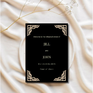 Convite para Jantar de Ensaios de Casamento Preto