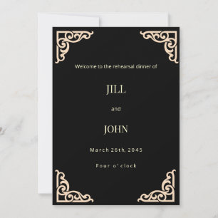 Convite para Jantar de Ensaios de Casamento Preto