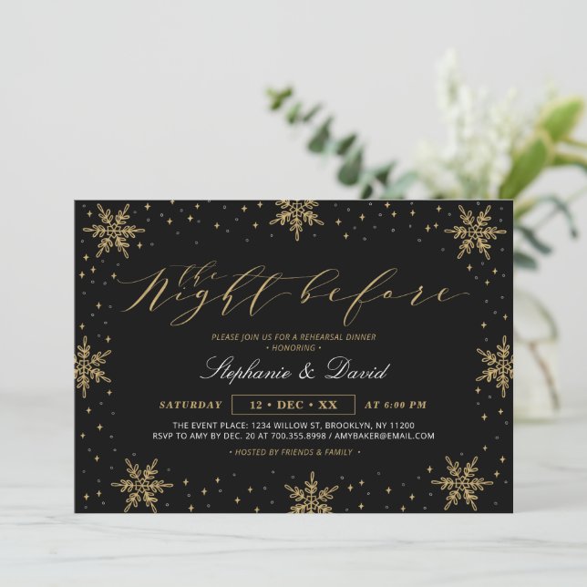 Convite para Jantar de Ensaios de Inverno Dourado  (Em pé/Frente)