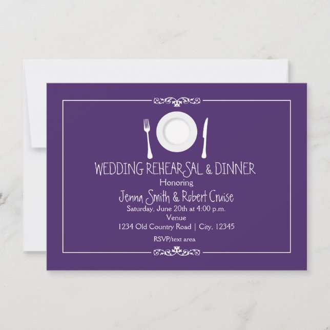 Convite para Jantar de Ensaios do Casamento Roxo (Frente)