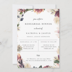 Convite para Jantar de Ensaios Floral Rosa Bege Pl