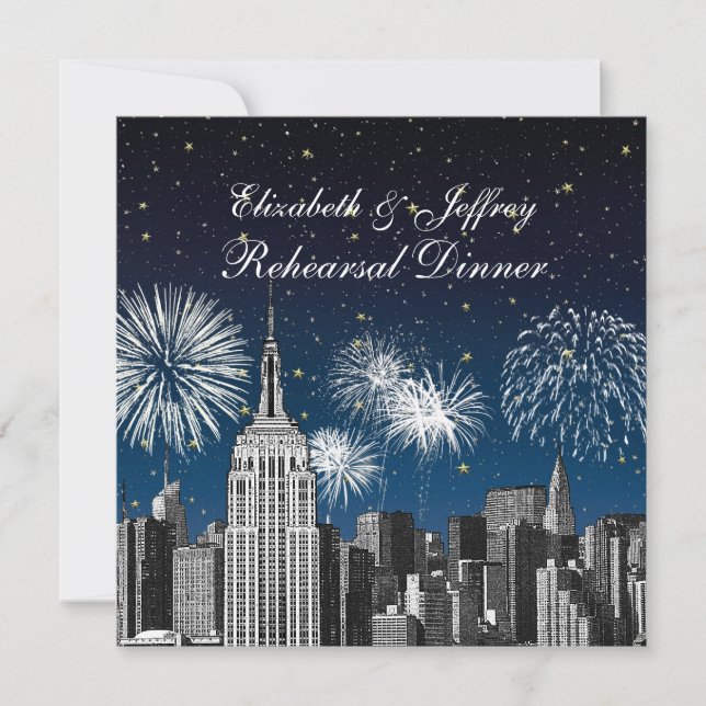 Convite para Jantar de Ensaios NYC ESB Skyline Blu (Frente)