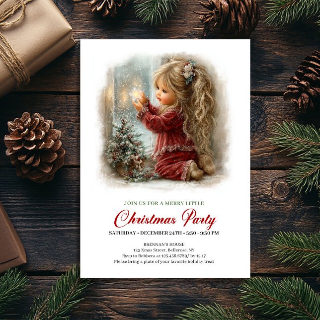 Convite para Jantar de Feriado Cena Rústica de Inv (Holiday Dinner Invite Rustic Winter Scene Tree Art)