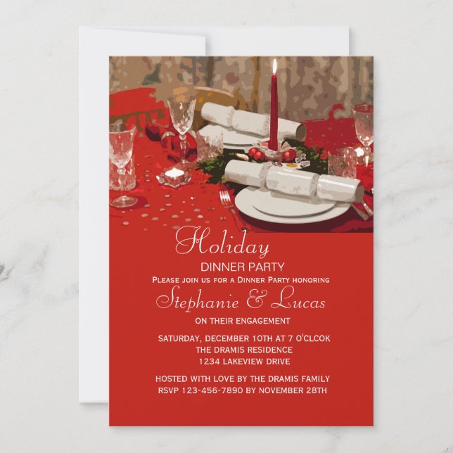 Convite para Jantar de Festa de Natal na Mesa de F (Frente)