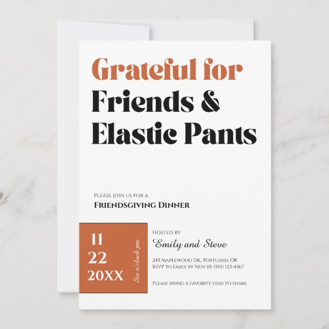 Convite para Jantar de Friendsgiving (Frente)