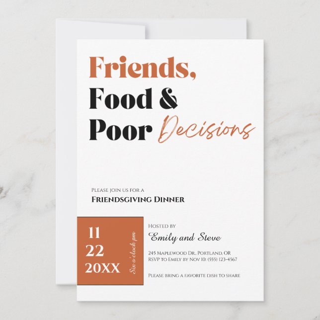 Convite para Jantar de Friendsgiving (Frente)
