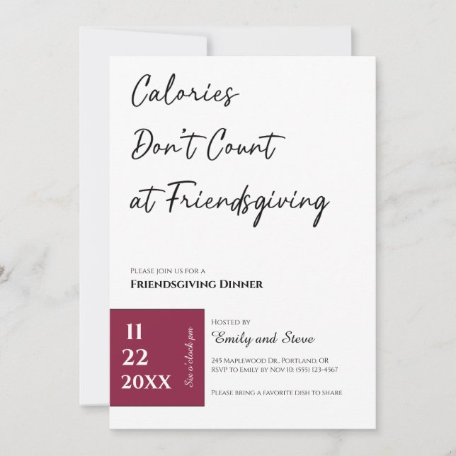 Convite para Jantar de Friendsgiving (Frente)